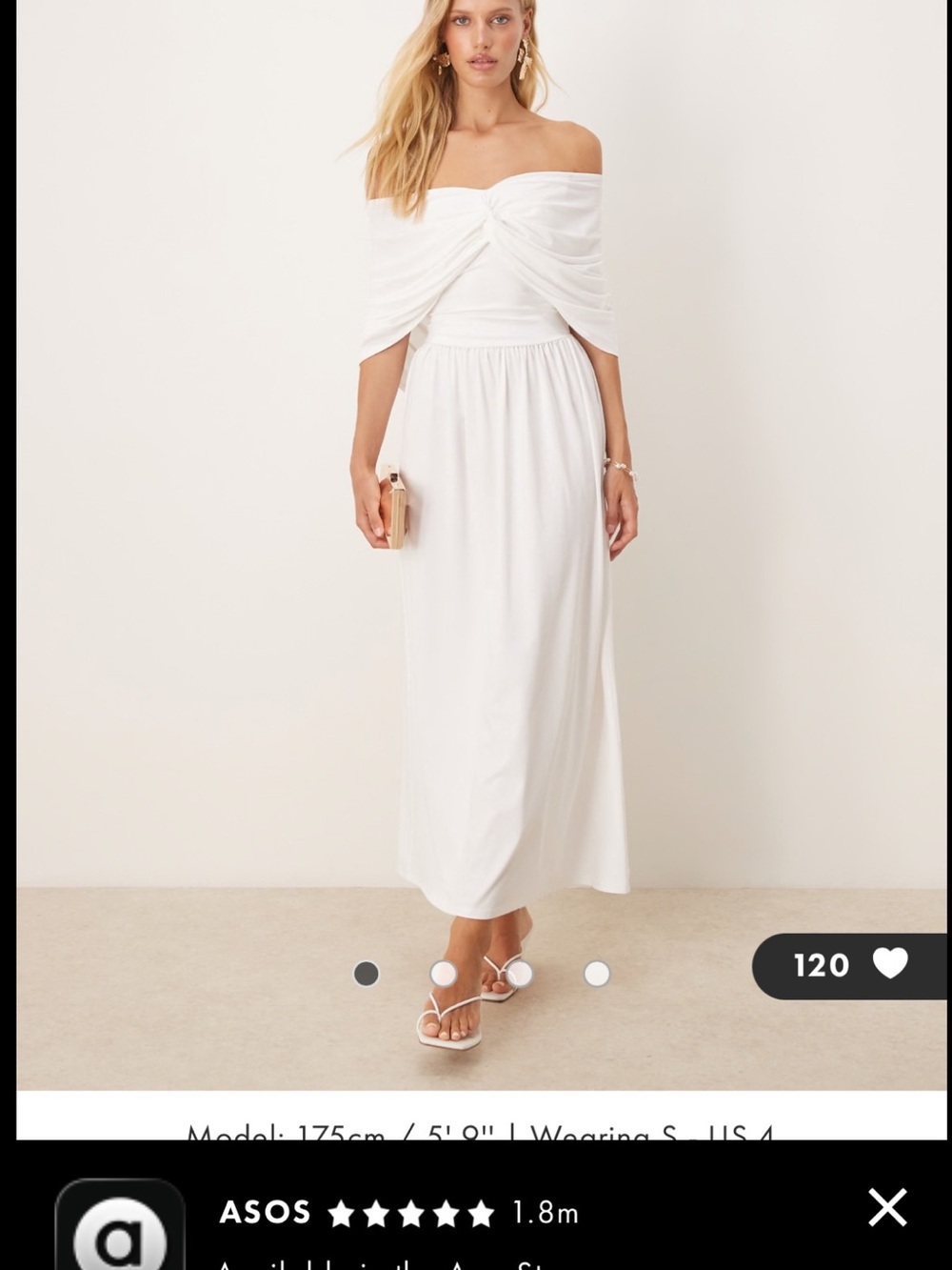 ASOS White Off-Shoulder Maxi Dress-Skirt